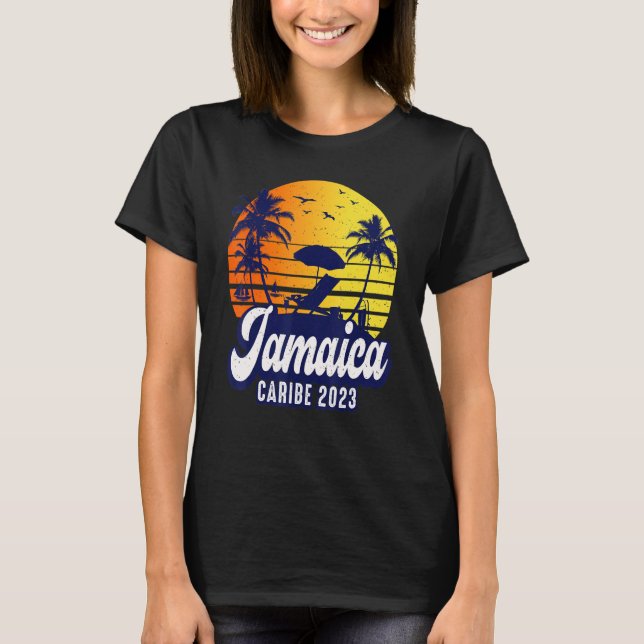 Camiseta Jamaica 2023 Caribe Sunset Beach Retro (Frente)