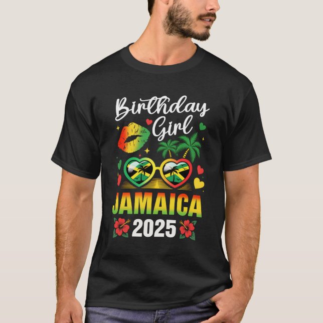 Camiseta Jamaica Birthday Girl 2025 Birthday Party Squad Gi (Frente)