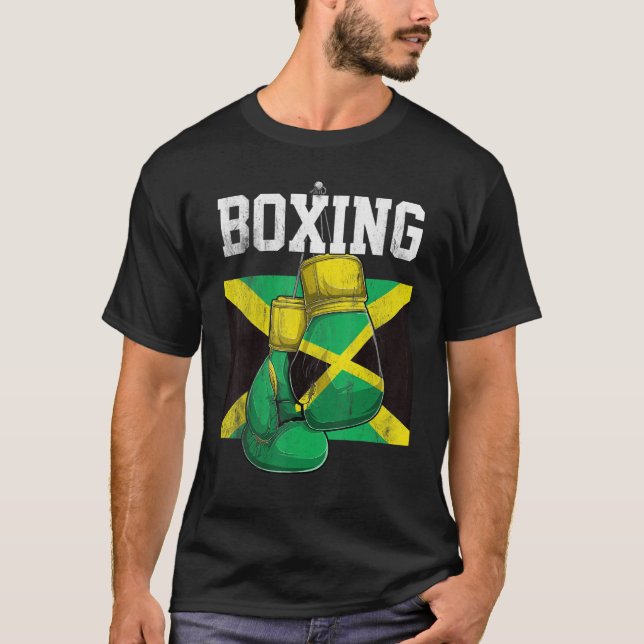 Camiseta Jamaica Boxing Luvas Boxer Boxer Bandeira jamaican (Frente)