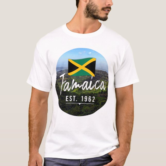 Camiseta "Jamaica Est. 1962" Blue Mountains With Flag (Frente)