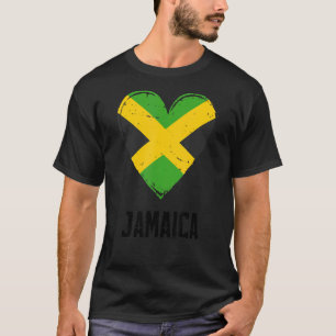 Camiseta Jamaica Flag Heart Love Retro Vintage Jamaican Her
