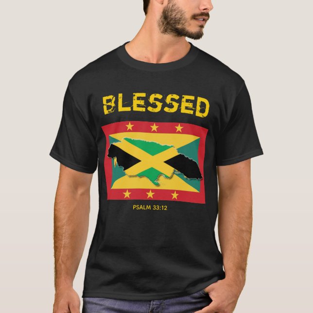 Camiseta JAMAICA GRENADA, Escritura Cristã de Patrimônio Du (Frente)