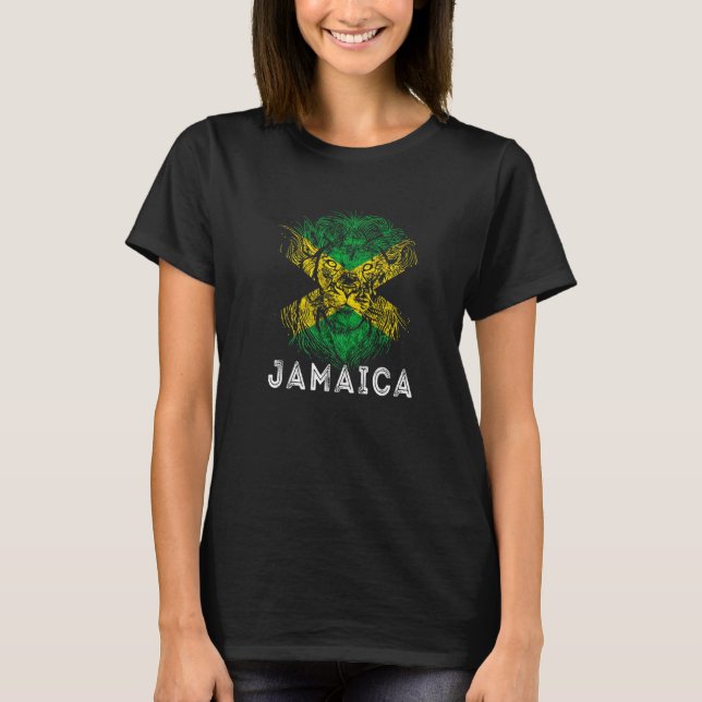 Camiseta Jamaica King Safari Lion Head Caribean Jamaican R (Frente)