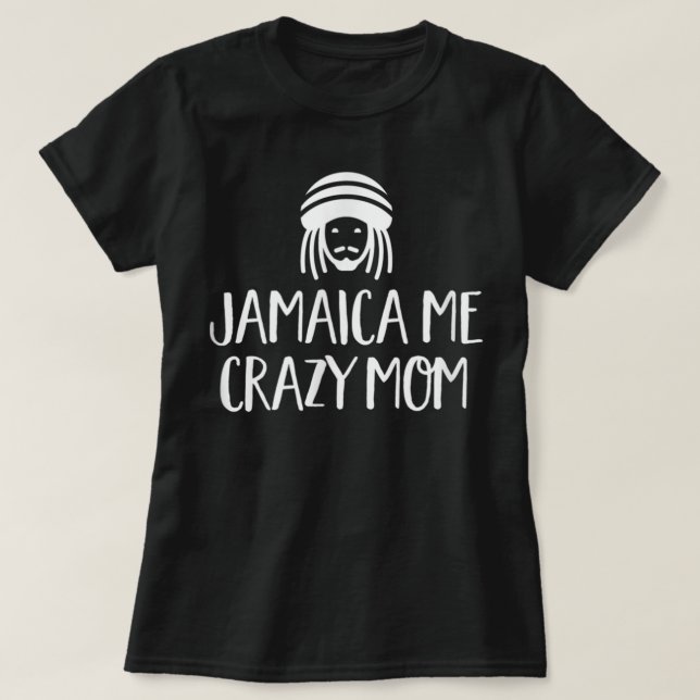 Camiseta Jamaica Me Crazy Mãe Rasta jamaicana Gi astafarian (Frente do Design)