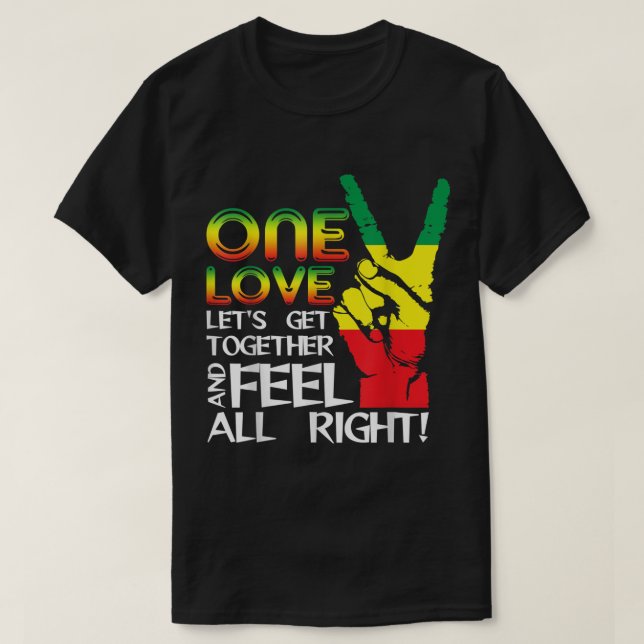Camiseta Jamaica One Love Reggae Caribe Sinalizador do Orgu (Frente do Design)