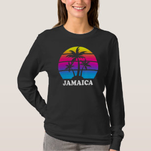 Camiseta Jamaica Retro Palm Tree Sunset Caribe Férias