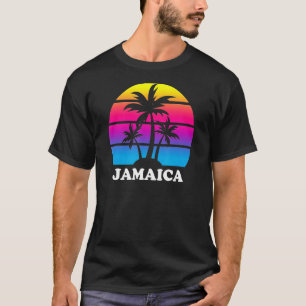 Camiseta Jamaica Retro Palm Tree Sunset Caribe Férias