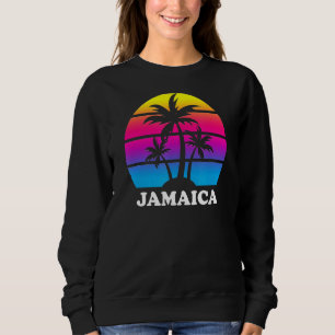 Camiseta Jamaica Retro Palm Tree Sunset Caribe Férias