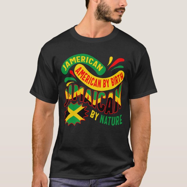 Camiseta Jamaica Shirt, Jamerican American Flag (Frente)