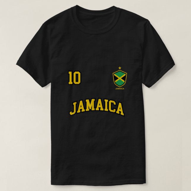 Camiseta Jamaica Shirt Number 10 Soccer Team Sports Jamaica (Frente do Design)
