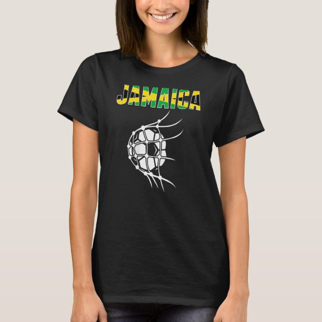 Camiseta Jamaica Soccer Ball Em Apoio Líquido A Pé-De-Fogo  (Frente)