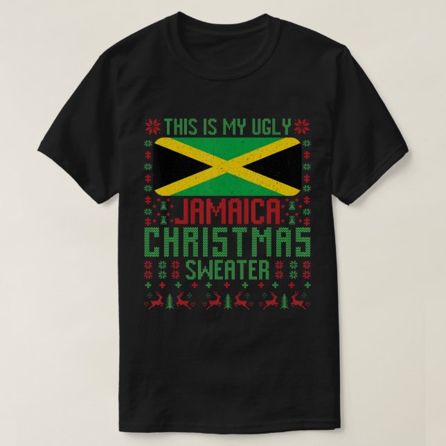Camiseta Jamaica Ugly Christmas Sweater Jamaica Flag for Ja (Frente do Design)