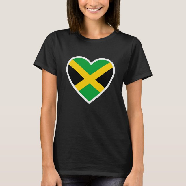Camiseta Jamaican Flag Heart Love Jamaica  Women Men Kids (Frente)