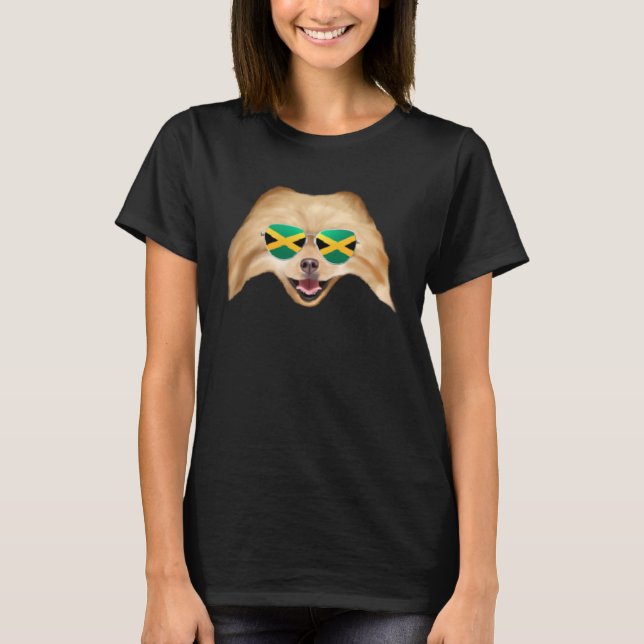 Camiseta Jamaican Flag Pomeranian Dog Jamaica Pocket (Frente)