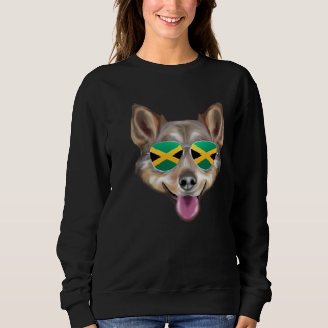 Camiseta Jamaican Flag Swedish Vallhund Dog Jamaica Pocket (Frente)