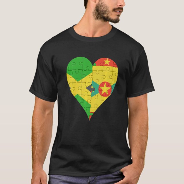 Camiseta Jamaican Grenadan Flag Heart (Frente)
