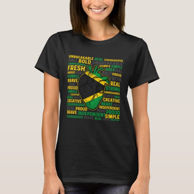 Camiseta Jamaican Heart Proud Jamaica Flag Heritage Strong  (Frente)