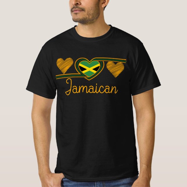Camiseta Jamaican Love Jamaican Flag Three Heart Jamaica In (Frente)