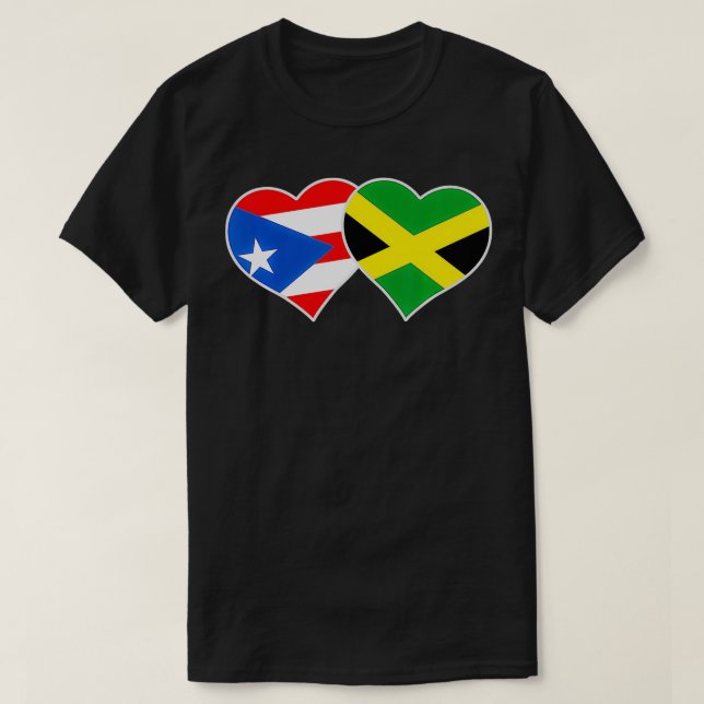 Camiseta Jamaican Puerto Rican Heart Love Jamaica Puerto Ri (Frente do Design)