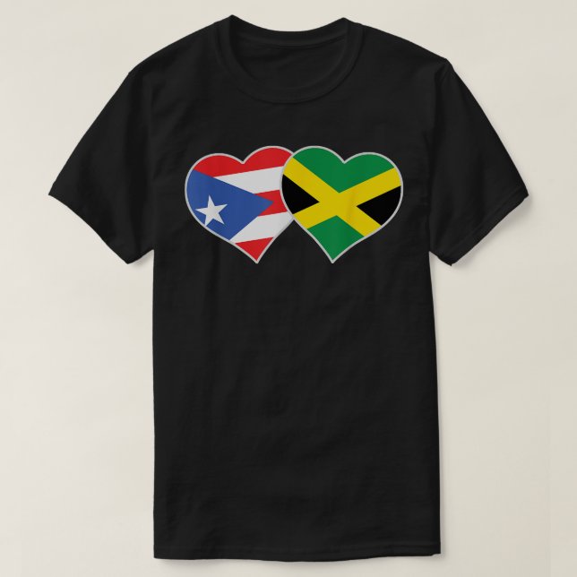 Camiseta Jamaican Puerto Rican Heart Love Porto Rico Flag (Frente do Design)