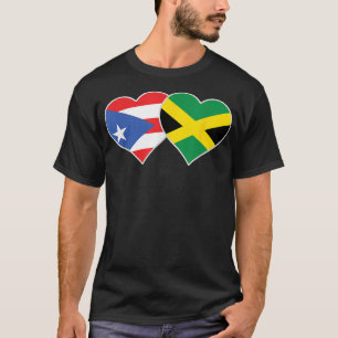 Camiseta Jamaican Puerto Rican Heart Love Porto Rico Flag