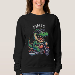 Camiseta James Design de Motocicleta de Jacaré Engraçado pa