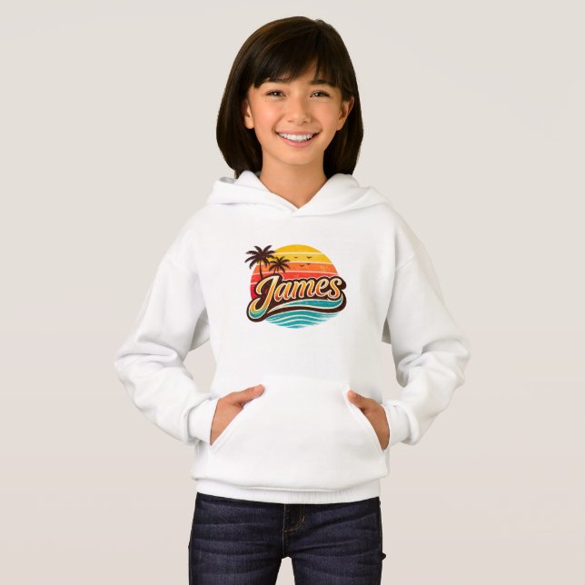 Camiseta James Retro Sunset Tropical Nome Design (Frente Completa)