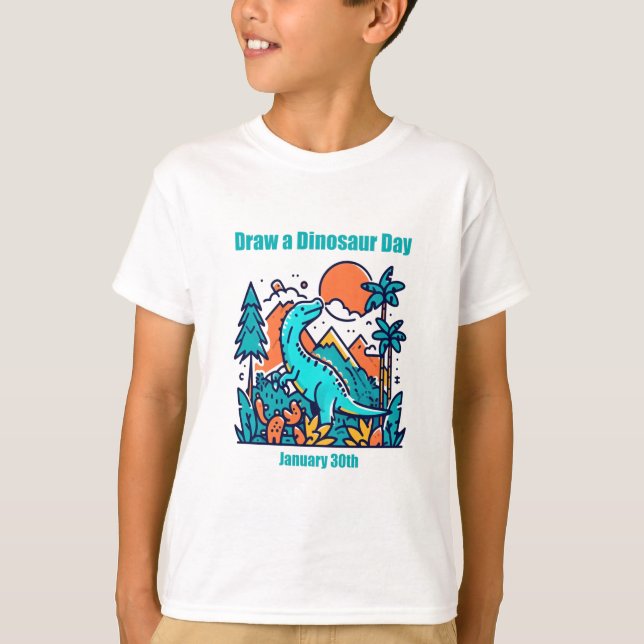 Camiseta Jan 30 - Desenhar a Dinossauro (Frente)