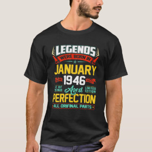 Camiseta Janeiro 1946 76º Aniversário Presente Aos 76 Anos 
