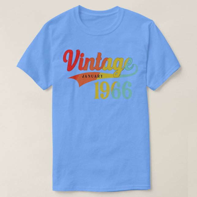 Camiseta Janeiro 1966 Aniversário Vintage Janeiro 1966 Incr (Frente do Design)