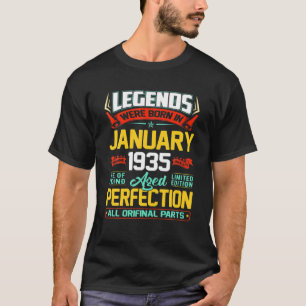Camiseta Janeiro De 1935 87º Aniversário Presente Aos Homen