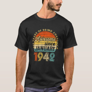 Camiseta Janeiro De 1942 80 Aniversário Presente 80 Anos D