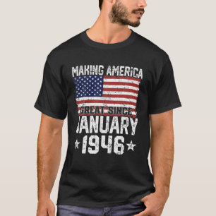 Camiseta Janeiro De 1946 Bandeira Americana 76º Aniversár