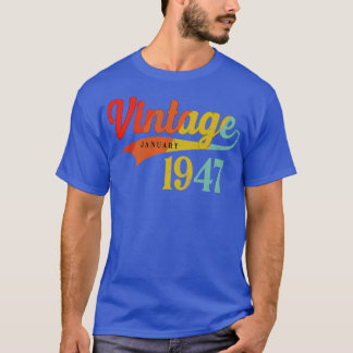 Camiseta Janeiro de 1947 Aniversário Vintage Janeiro de 194