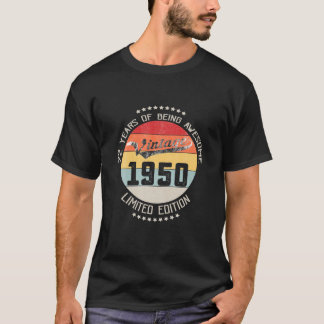 Camiseta Janeiro De 1950 72 Anos De Presentes Para Homens V