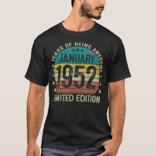 Camiseta Janeiro De 1952 70 de Vintage Aniversário, 70 Anos