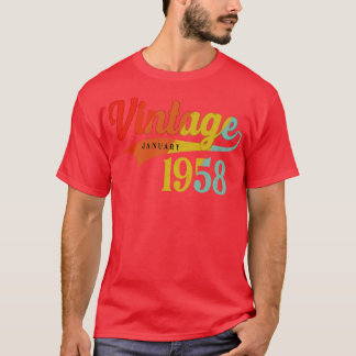 Camiseta Janeiro de 1958 Aniversário Vintage Janeiro de 195