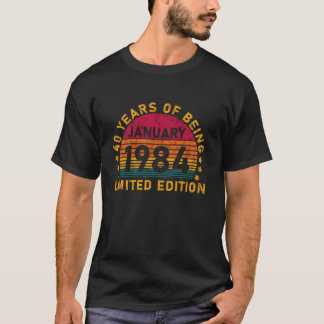 Camiseta Janeiro de 1984 40ª Vintage Birthday, 40 anos