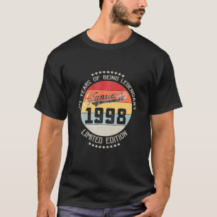 Camiseta Janeiro De 1998 24 Anos Aniversário De 24 Anos