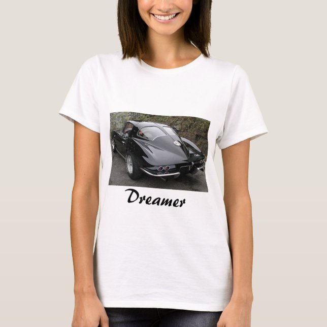 Camiseta Janela de Divisão em Preto Clássico do Corvette (Frente)