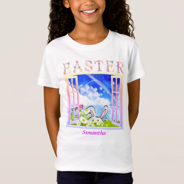 Camiseta Janela de prado de primavera da Páscoa Personaliza (Frente)