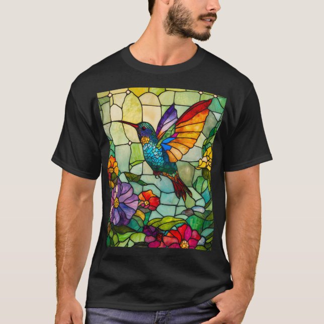 Camiseta Janela Estilo Tiffany com Beija-Flor (Frente)