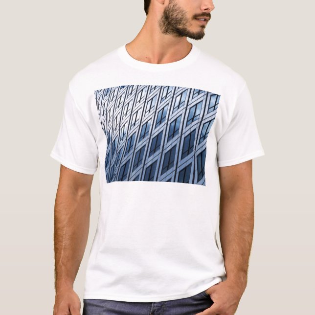 Camiseta Janelas Abstratas Azul Cinza (Frente)