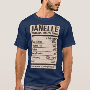 Camiseta Janelle Nutrition Facts Nome Alias Título do Apeli