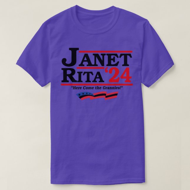 Camiseta Janet E Rita para 2024. (Frente do Design)