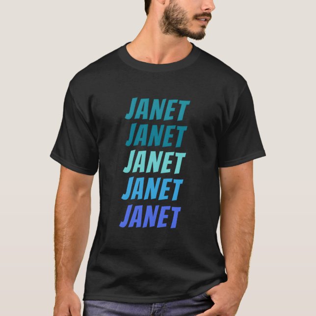 Camiseta Janet First Name Style Wordmark Pattern (Frente)