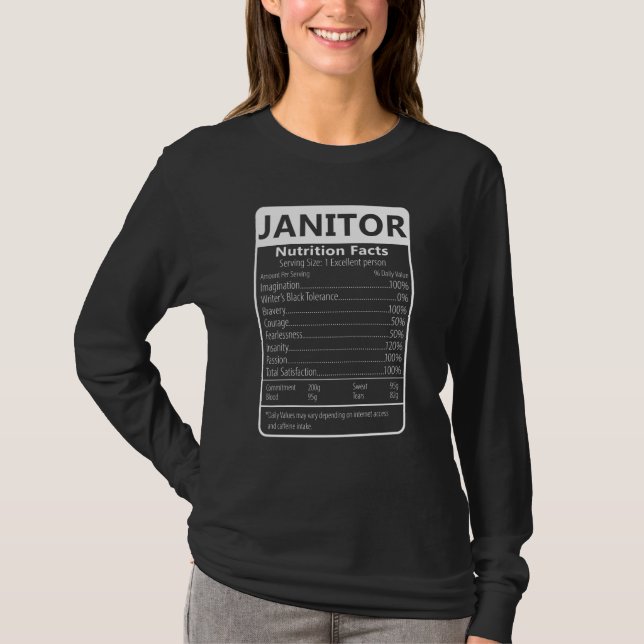 Camiseta Janitor Nutrition Facts Sarcastic Graphic (Frente)