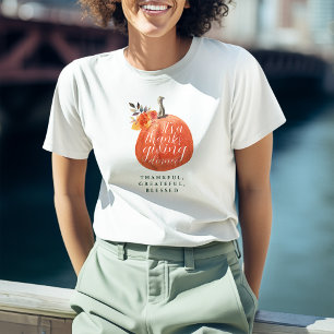 Camiseta Jantar de Ação de Graças Floral de Outono de Abóbo
