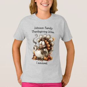 Camiseta Jantar de Família Divertido "Eu Sobrevivi." Dia de