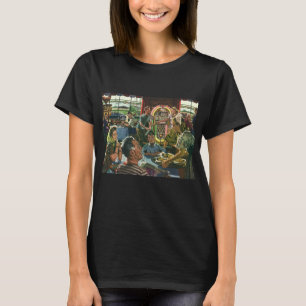 Camiseta Jantar Familiar Antigo em um Restaurante com uma J